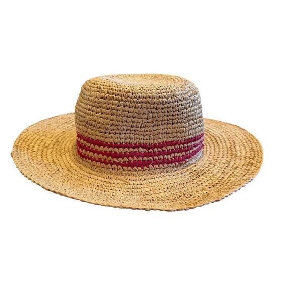 Accessories - Gap Straw Sun Hat Pink Stripes 100% Raffia Women’s Small Medium